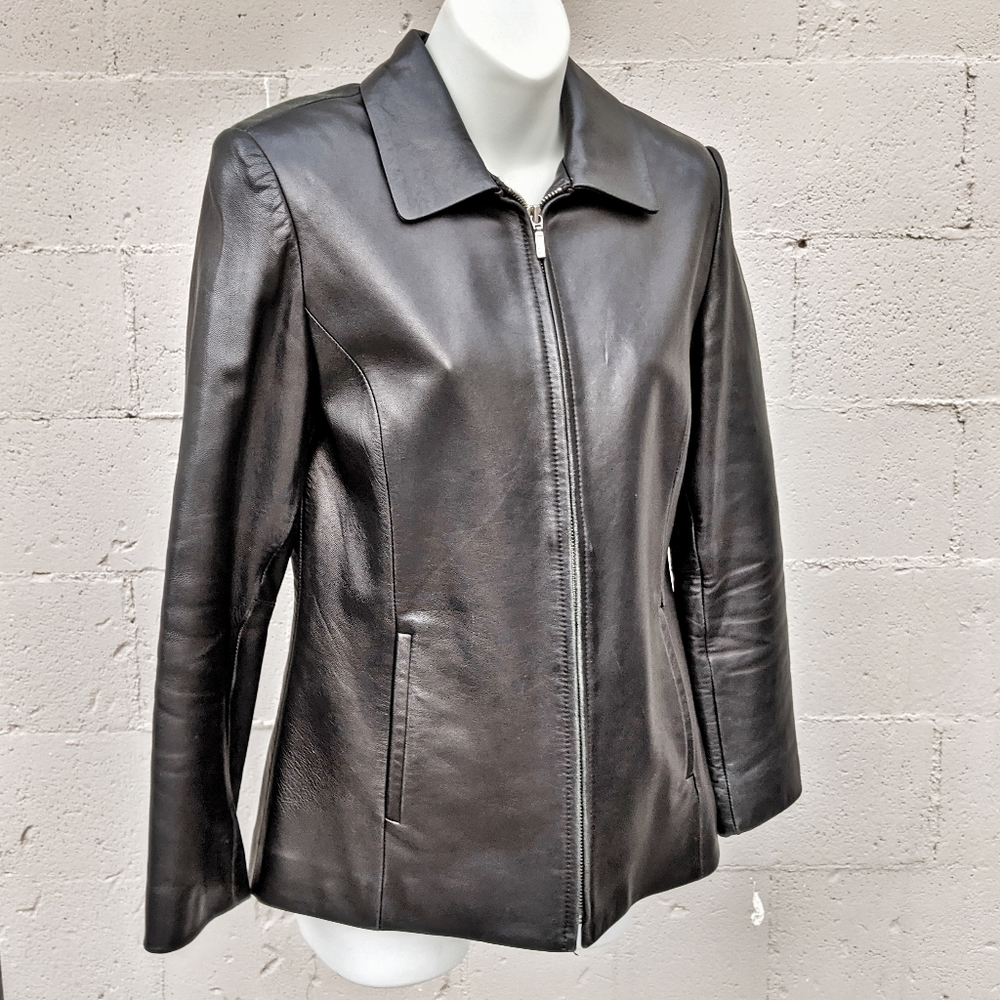 Petite Sophisticate Classic Black Leather Jacket